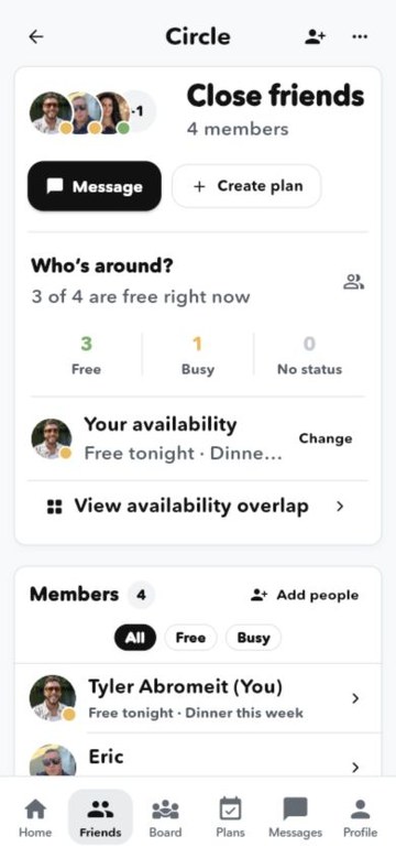 You In? Circle on mobile