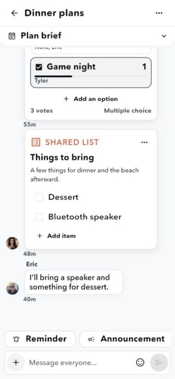 You In? shared lists on mobile